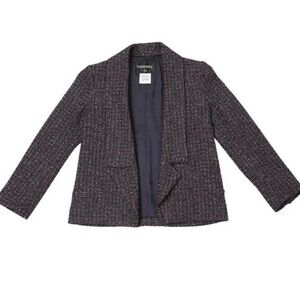 CHANEL Navy Tweed Blazer Jacket